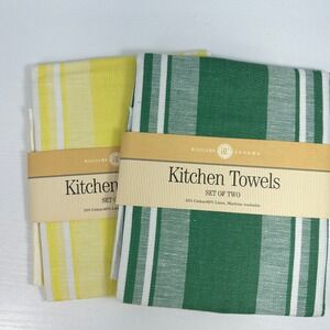 Williams Sonoma Kitchen Towel Sets Yellow Stripe Green Stripe French Country